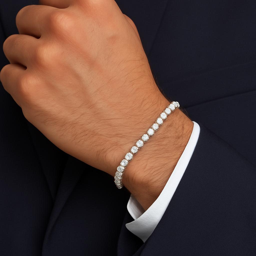 Elegant Classic Diamond Tennis Bracelet in White Gold – Round Cut Stones