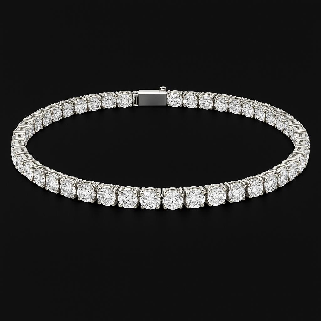 Elegant Classic Diamond Tennis Bracelet in White Gold – Round Cut Stones