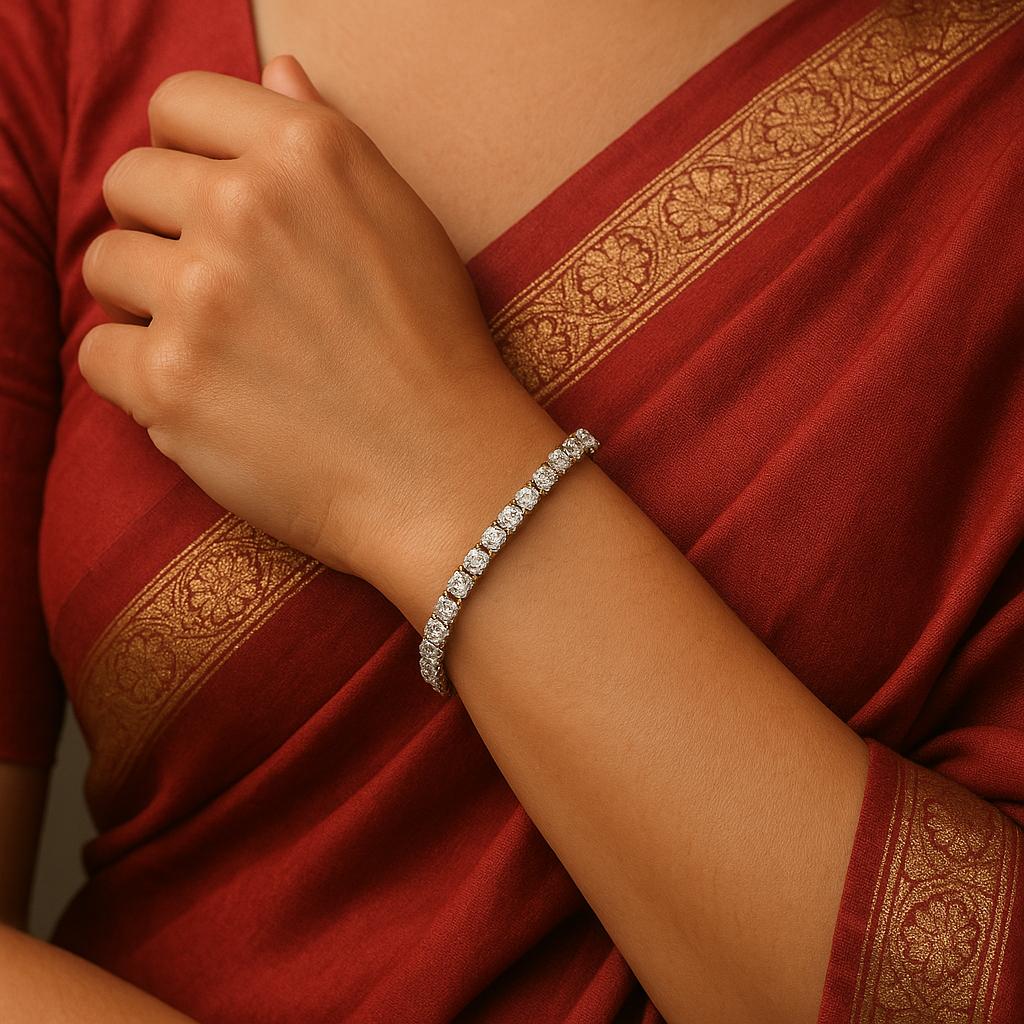 Elegant Classic Diamond Tennis Bracelet in White Gold – Round Cut Stones