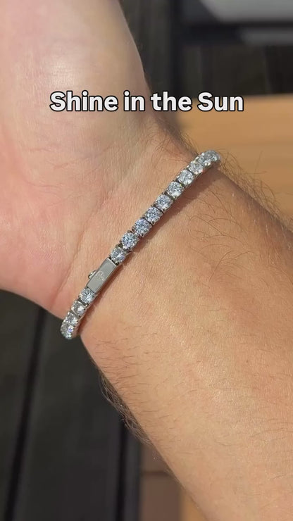 Elegant Classic Diamond Tennis Bracelet in White Gold – Round Cut Stones